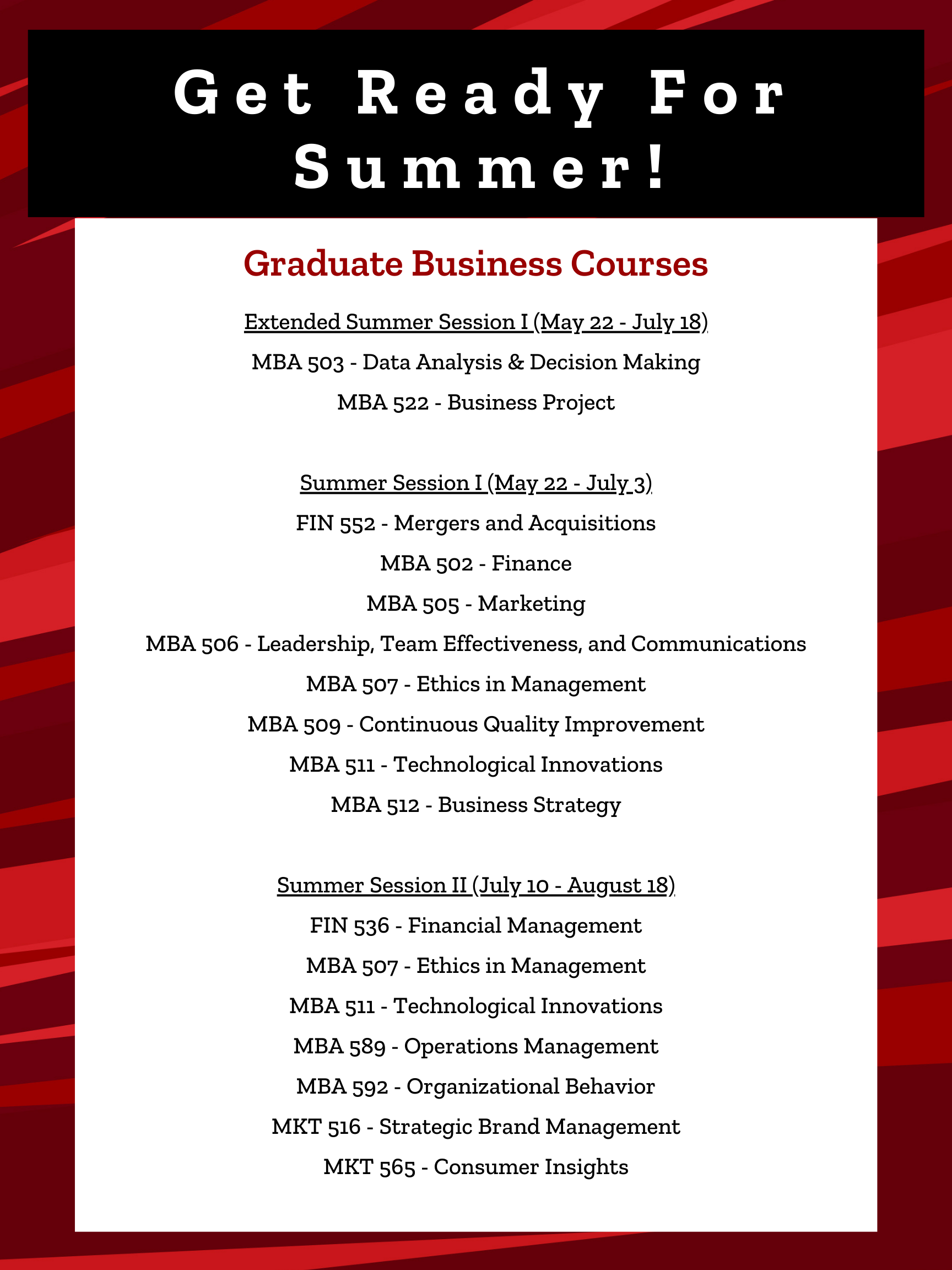 Graduate Academic Advising College Of Business